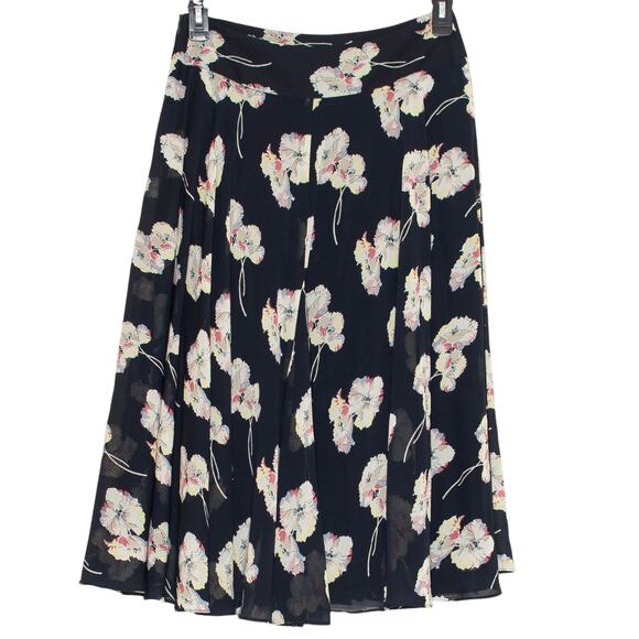 Ann Taylor Womens Skirt Midi Sheer Floral Boho Fairy Whimsigoth Black Size 6 GI - Picture 5 of 5